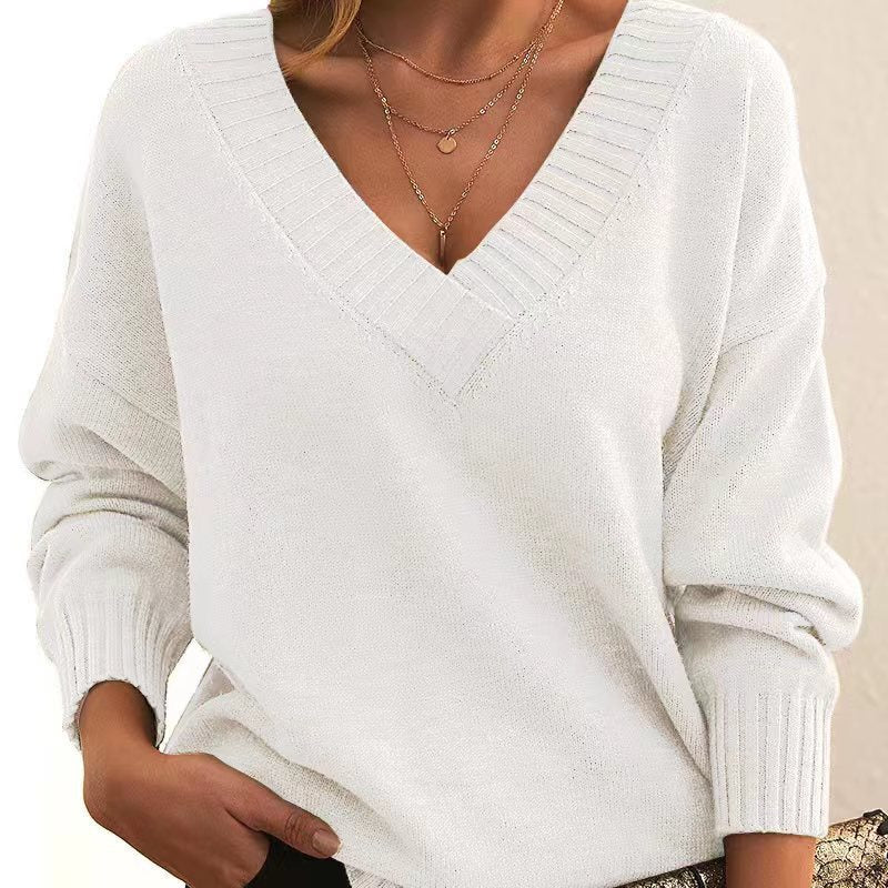 Women's V-neck Acrylic Knit Sweater