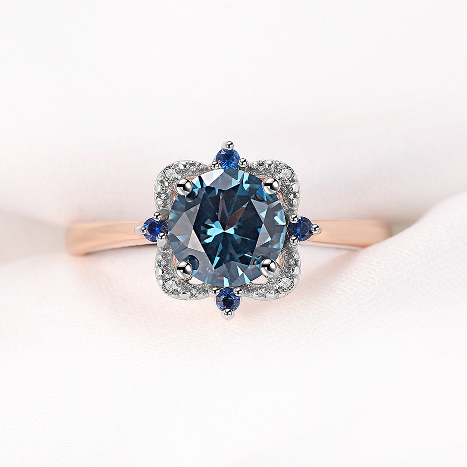 Blue Zircon Ring