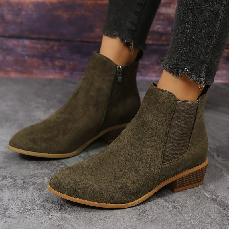 Women's Suede Semi Boots