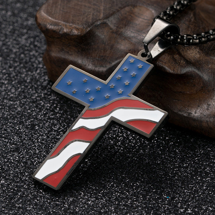 American Flag Cross Necklace