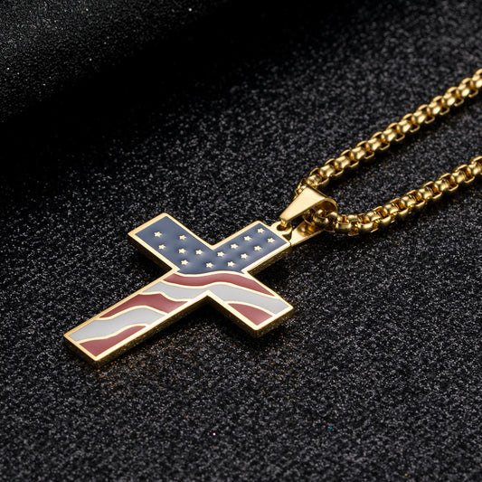 American Flag Cross Necklace