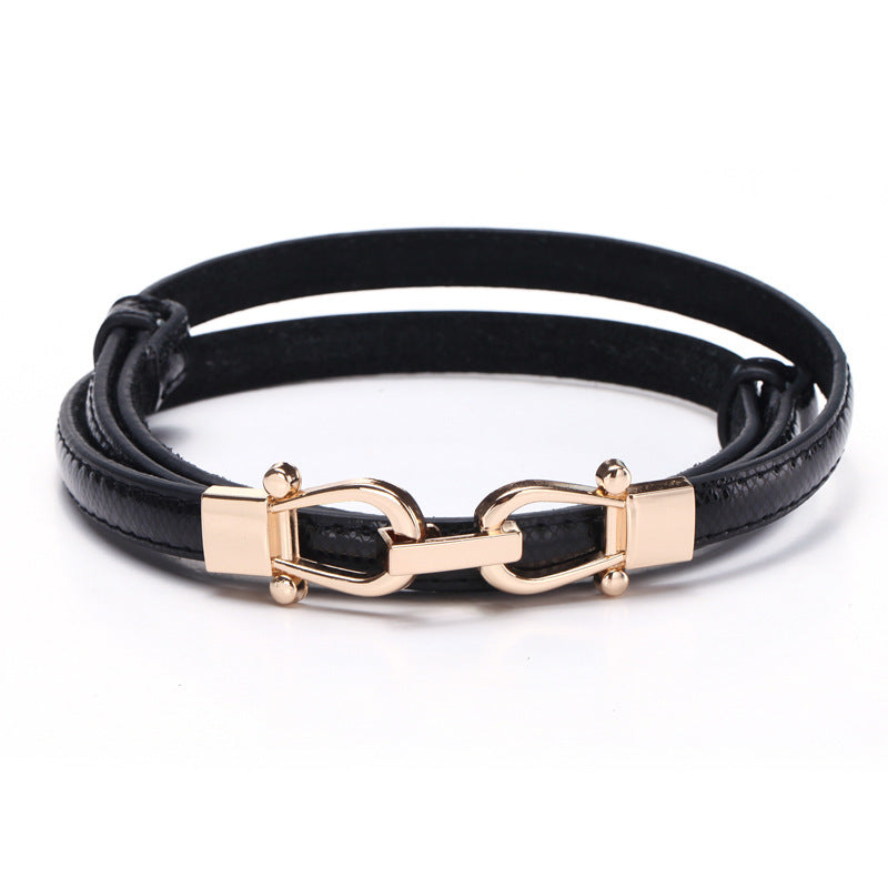 Double Buckle Ladies Leather Belt