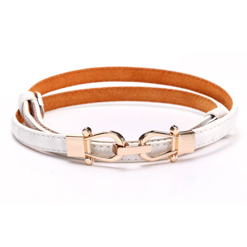 Double Buckle Ladies Leather Belt