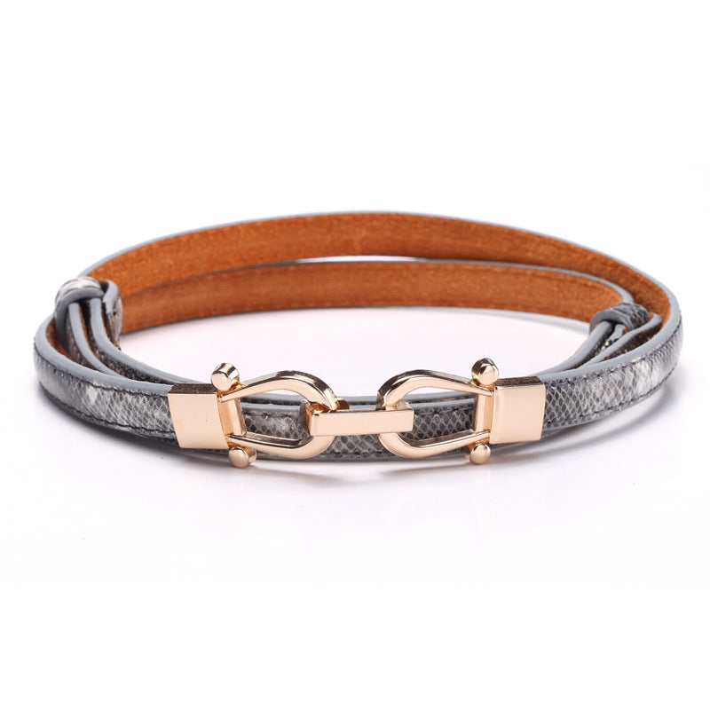 Double Buckle Ladies Leather Belt