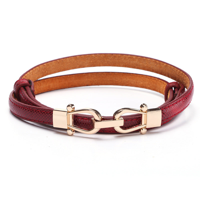 Double Buckle Ladies Leather Belt