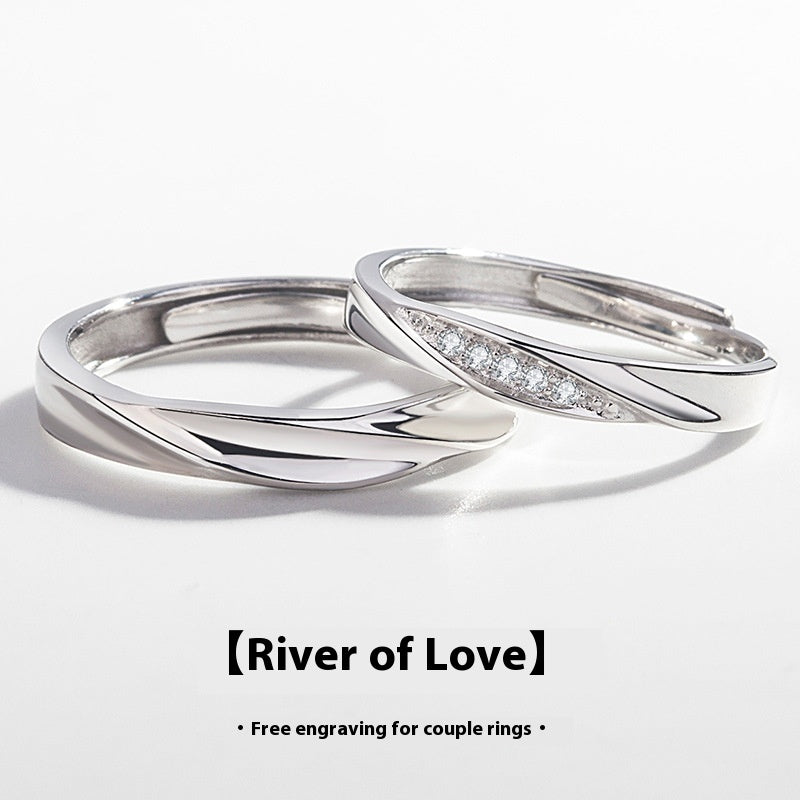 Silver Love Couple Ring