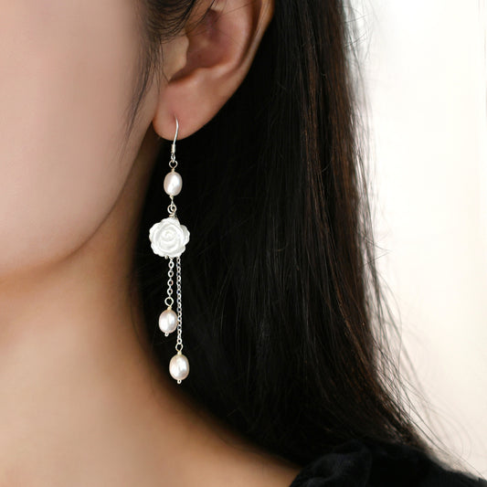 Freshwater Pearl Camellia Earrings