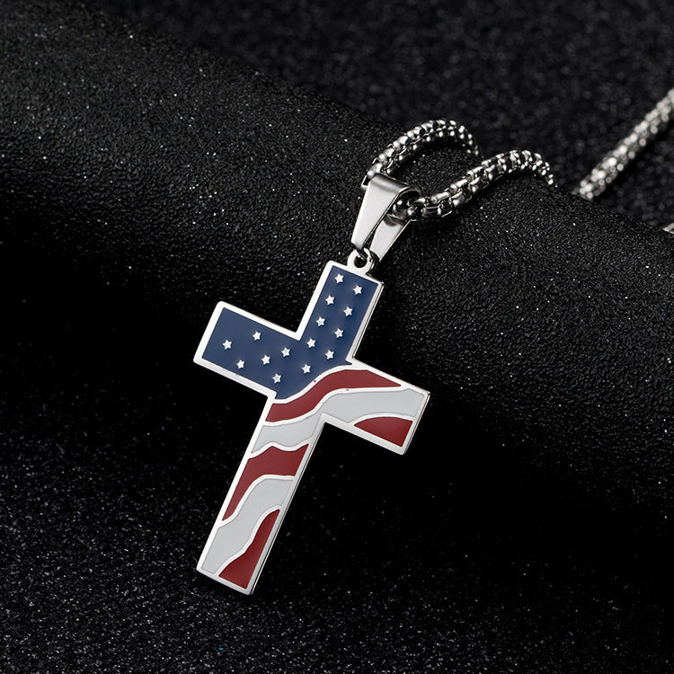 American Flag Cross Necklace