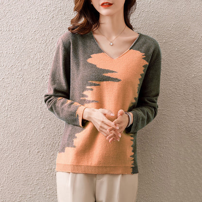 Women's Wool V-neck Pullover Sweater