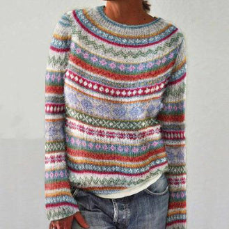 Women's Multicolor Acrylic Pullover