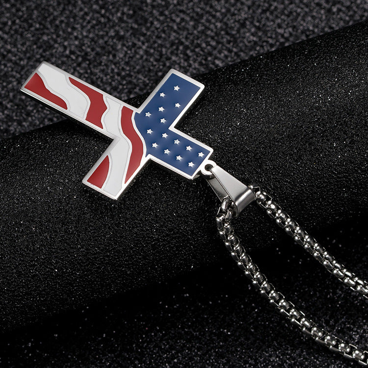 American Flag Cross Necklace