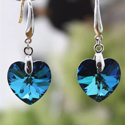 Zirconium Heart In Silver Earrings