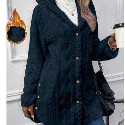 Women's Hooded Solid Color Coat