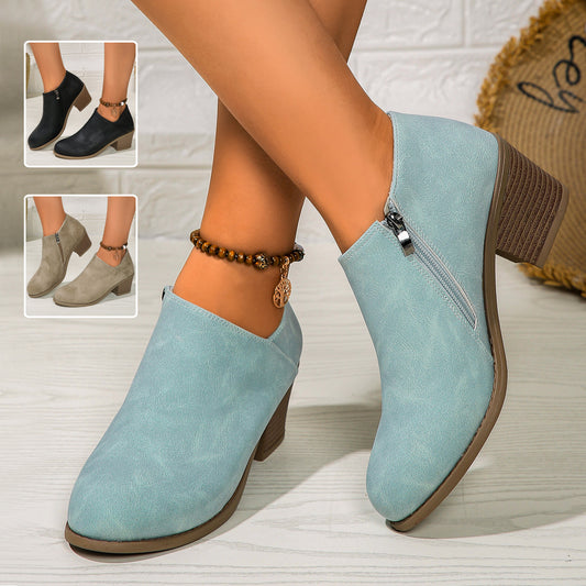 Women's Chunky Heel Short Boots