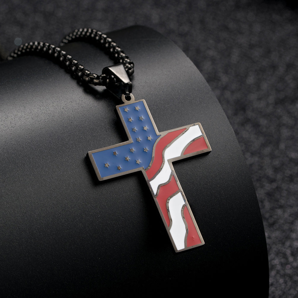 American Flag Cross Necklace