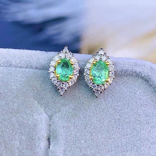 Natural Emerald S925 Silver Earrings