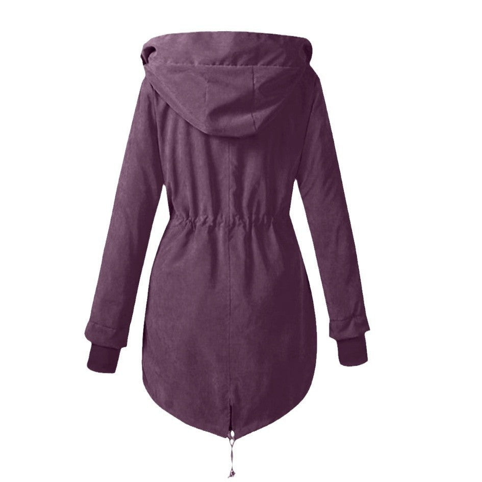 Women's Casual Waist Tight Fleece-lined Anorak