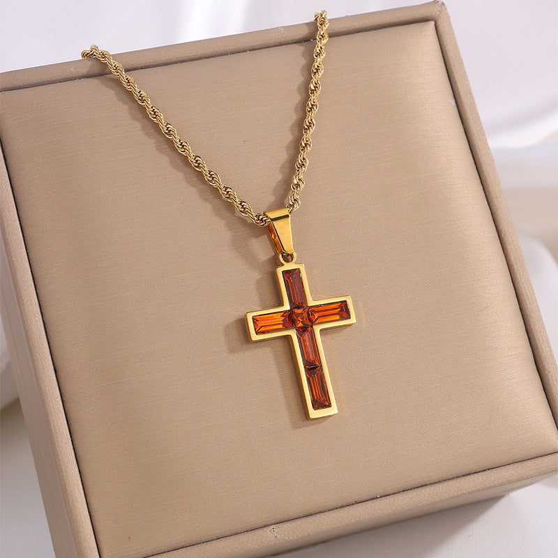 Zirconium Cross Necklace