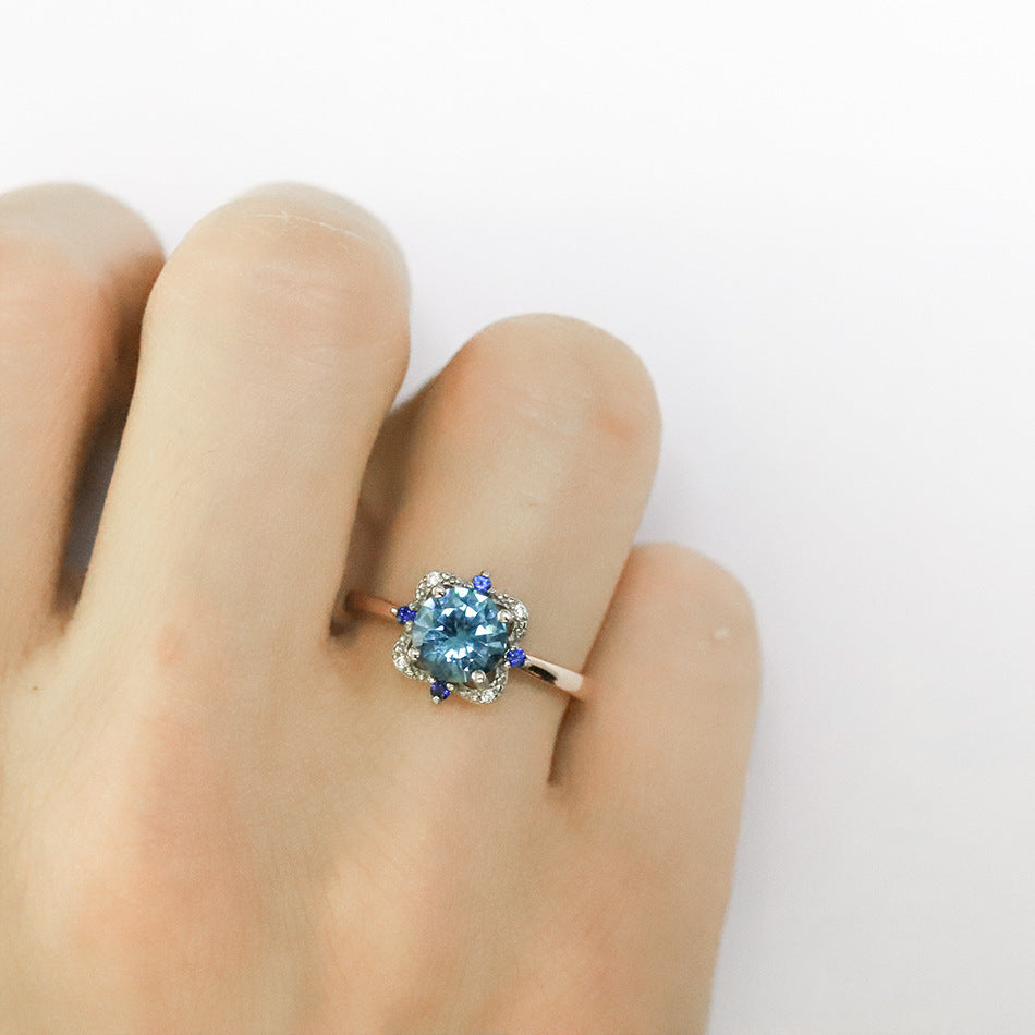 Blue Zircon Ring