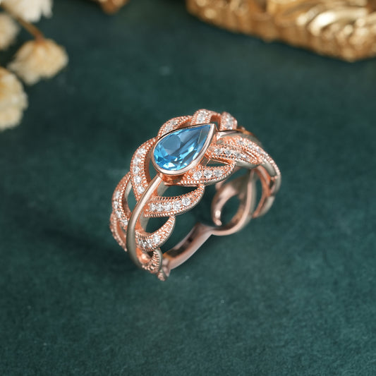 S925 Silver Swiss Blue Topaz Ring