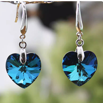 Zirconium Heart In Silver Earrings