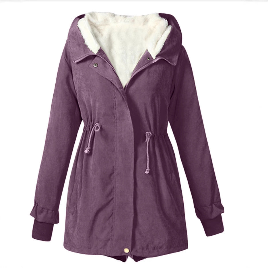 Women's Casual Waist Tight Fleece-lined Anorak