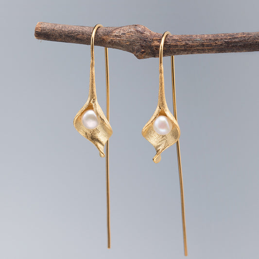 S925 Silver Pearl Flower Earrings