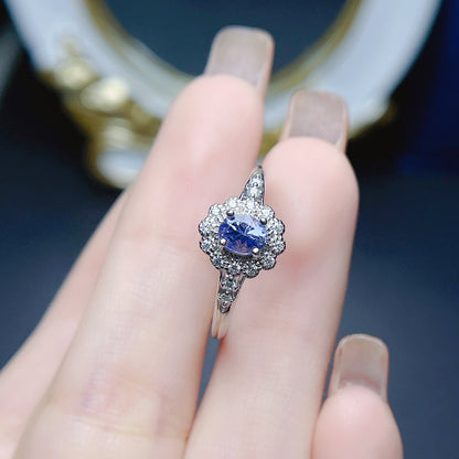 Blue Tanzanite  Silver Ring