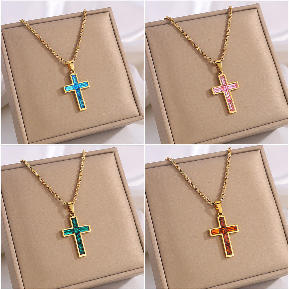 Zirconium Cross Necklace