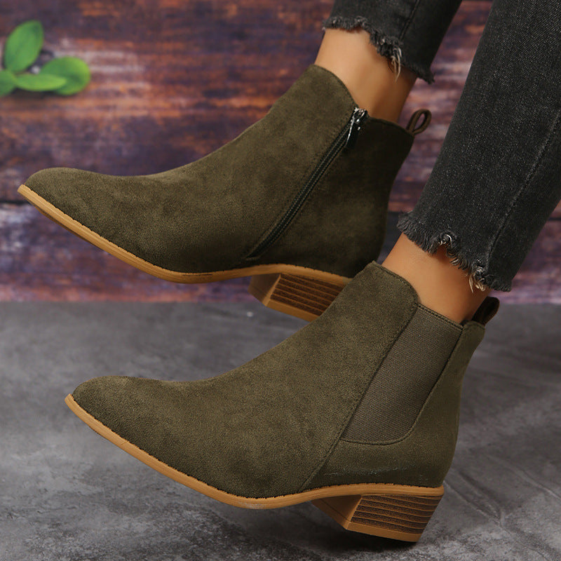 Women's Suede Semi Boots