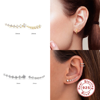 Single Row Zircon Ear Studs