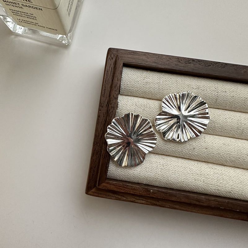 Large Silver Flower Earrings