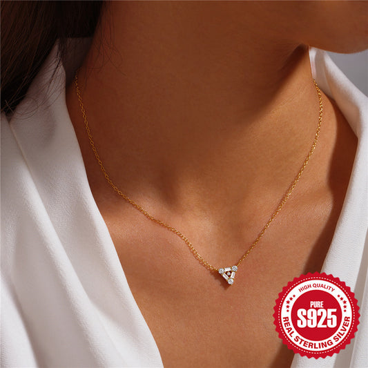 Silver Triangle Diamond Short Necklace 