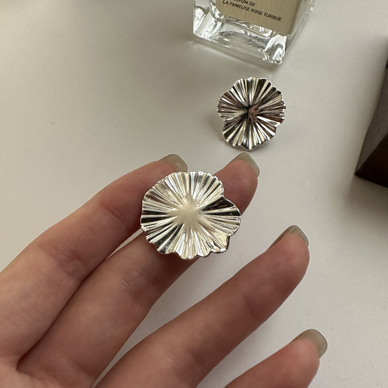 Large Silver Flower Earrings