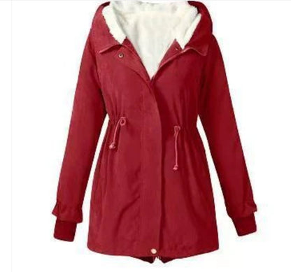 Women's Casual Waist Tight Fleece-lined Anorak