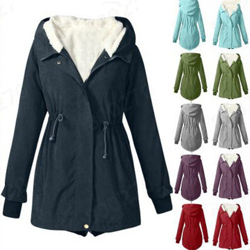 Women's Casual Waist Tight Fleece-lined Anorak