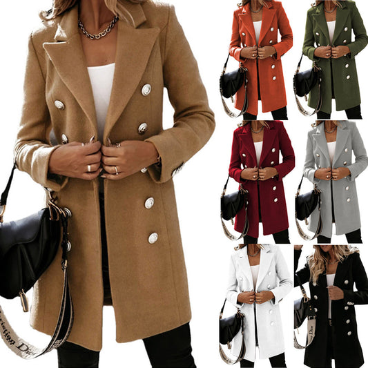 Women's Turndown Collar Woolen Coat