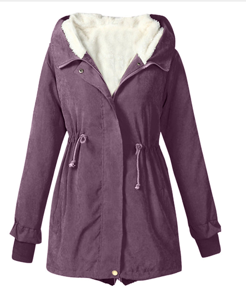 Women's Casual Waist Tight Fleece-lined Anorak