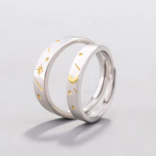 Women's Moon Star S925 Silver Adjustable Ring