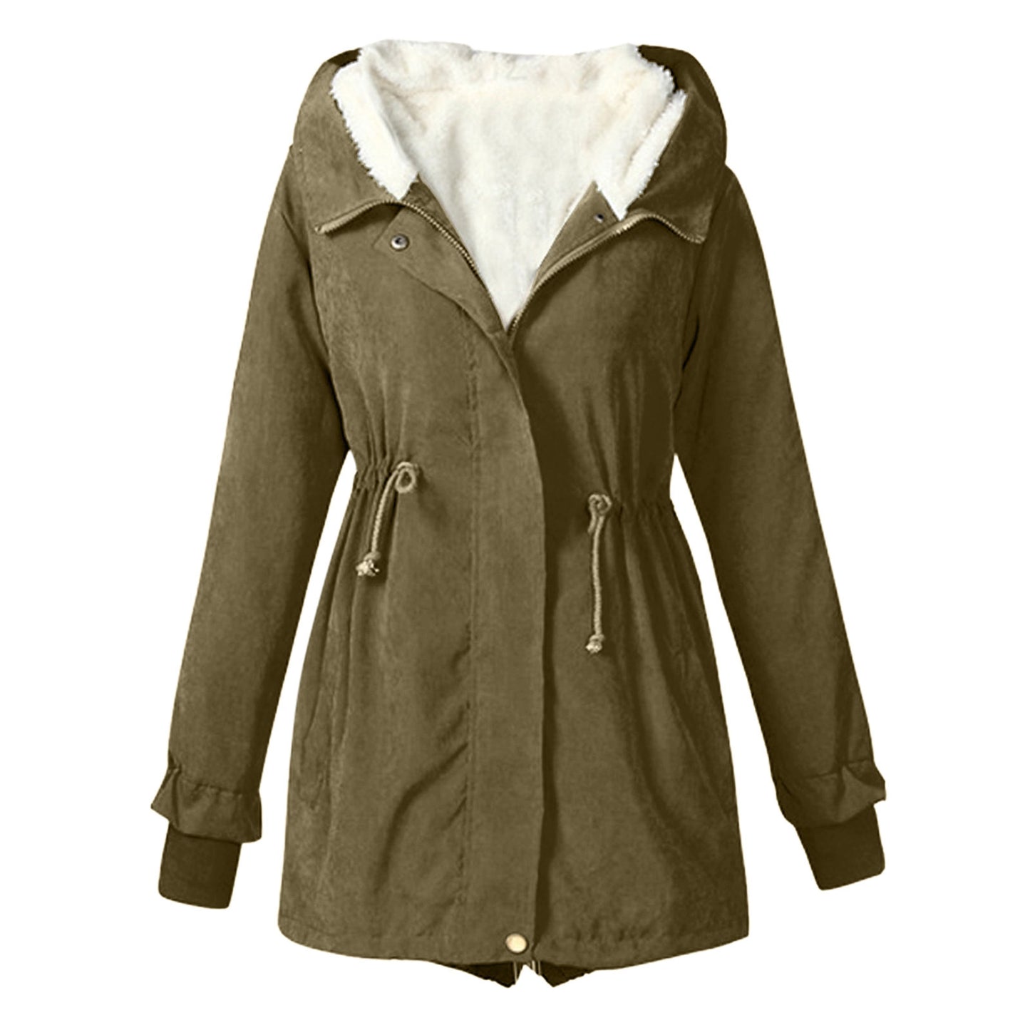 Women's Casual Waist Tight Fleece-lined Anorak