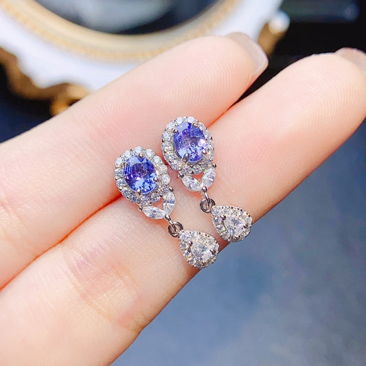 Natural Tanzanite Stud Earrings