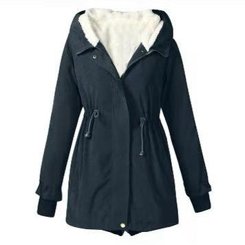 Women's Casual Waist Tight Fleece-lined Anorak