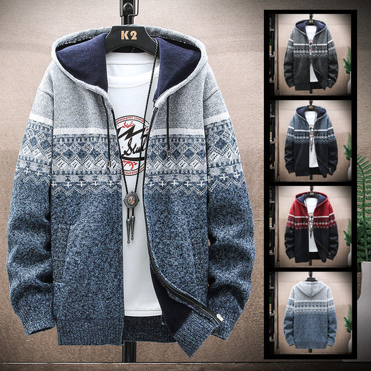 Men's Hooded Knitted Cardigan